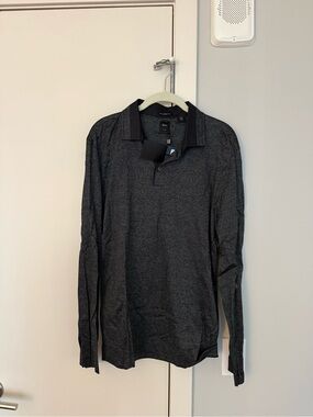 Hugo Boss Men's Long-Sleeve Polo in Charcoal